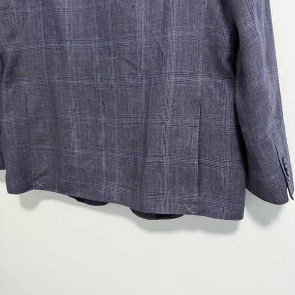Tommy Hilfiger Men’s 100% Linen Blue Plaid Blazer Size 48L - Picture 3 of 9